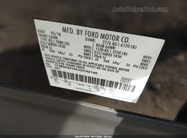 1FM5K8FH6JGC02146 2018 FORD FORD EXPLORER Black 
