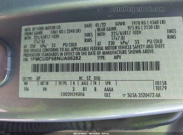 1FMCU0F68NUA06282 2022 FORD ESCAPE Silver Widok komory silnika