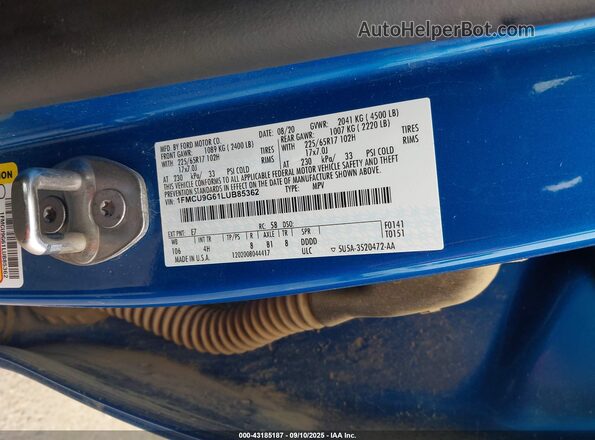 1FMCU9G61LUB85362 2020 FORD ESCAPE Blue Engine compartment view