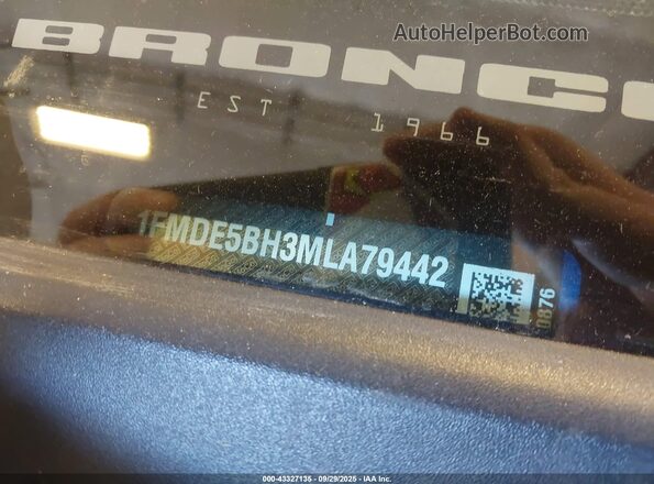1FMDE5BH3MLA79442 2021 FORD BRONCO Синий Вид подкапотного пространства