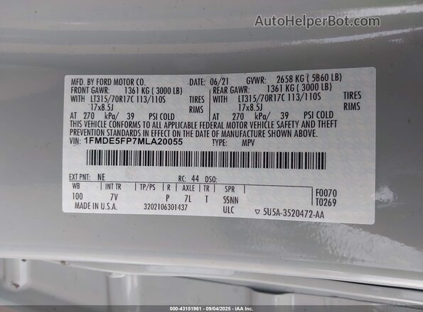 1FMDE5FP7MLA20055 2021 FORD BRONCO Gray Engine compartment view