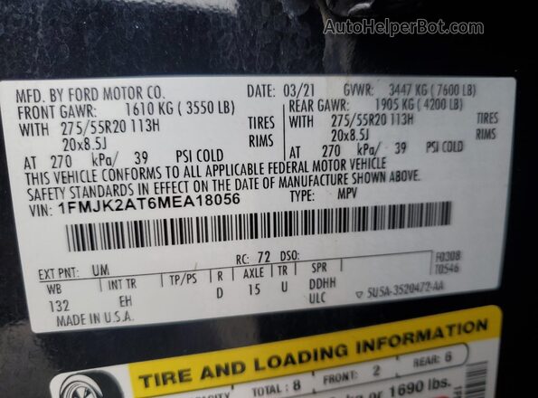 1FMJK2AT6MEA18056 2021 FORD EXPEDITION Black 