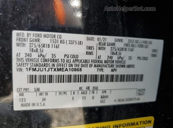 1FMJU1JTXMEA10868 2021 FORD EXPEDITION Черный 