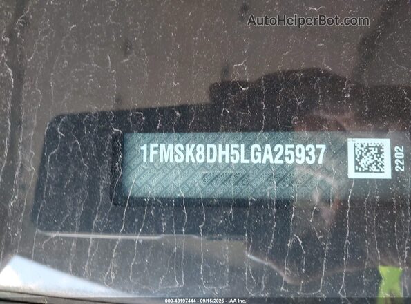 1FMSK8DH5LGA25937 2020 FORD FORD EXPLORER Black ძრავის განყოფილების ხედი