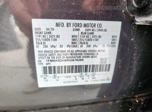 1FMSK8DH6RGA76260 2024 FORD FORD EXPLORER Gray 
