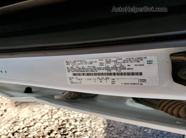 1FT7W2B68JEC58474 2018 FORD F250 White 