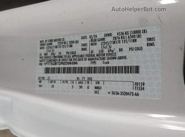 1FT7X2BT2RED06596 2024 FORD F250 White 