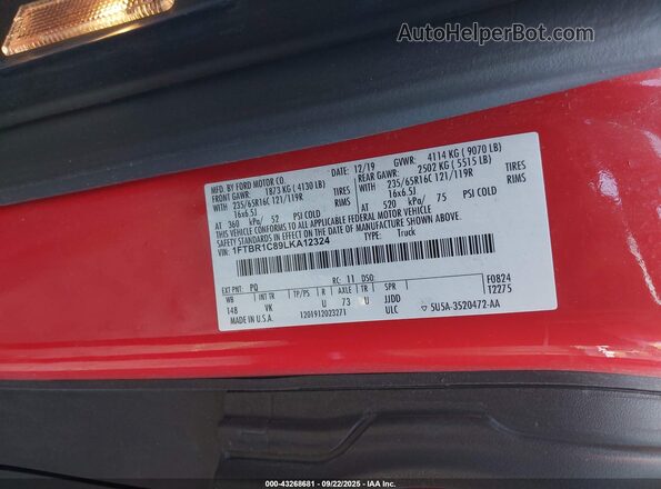 1FTBR1C89LKA12324 2020 FORD TRANSIT-250 Red Vista del compartimento del motor