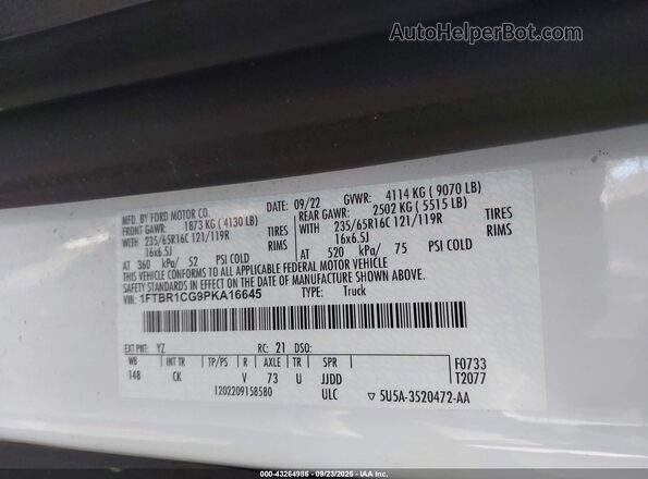 1FTBR1CG9PKA16645 2023 FORD TRANSIT-250 White Vista del compartimento del motor