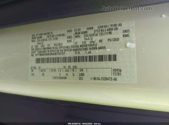 1FTBW3X83RKB79737 2024 FORD TRANSIT-350 White Vista del compartimento del motor