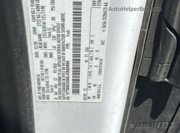 1FTBW3X88LKB80888 2020 FORD TRANSIT-350  Շարժիչի բաժամունքի տեսք
