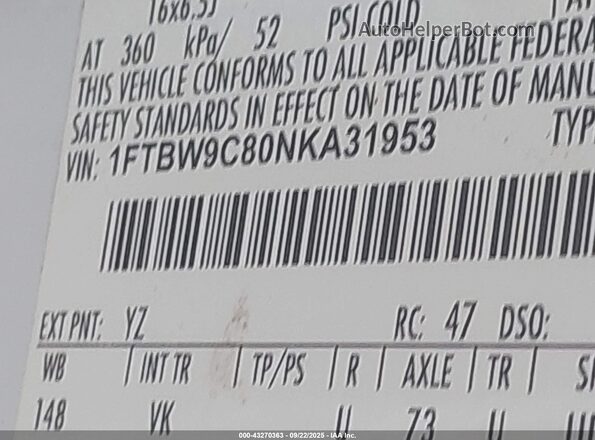 1FTBW9C80NKA31953 2022 FORD TRANSIT White Engine compartment view