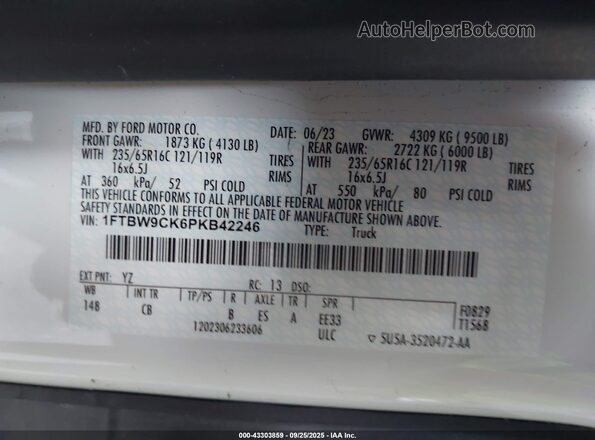 1FTBW9CK6PKB42246 2023 FORD E-TRANSIT-350 White Engine compartment view