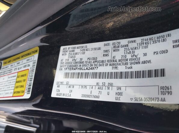 1FTER4FH9LLA24977 2020 FORD RANG Black Вид підкапотного простору