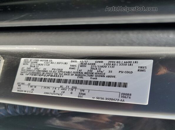 1FTEW1EP2JFB45331 2018 FORD F150 Серый 