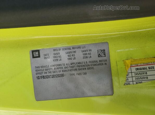 1G1FB3DX7J0120286 2018 CHEVROLET CAMARO Зеленый 