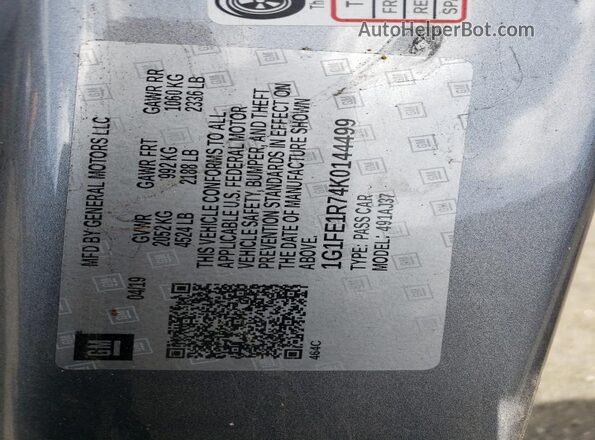 1G1FE1R74K0144499 2019 CHEVROLET CAMARO Gray Widok komory silnika