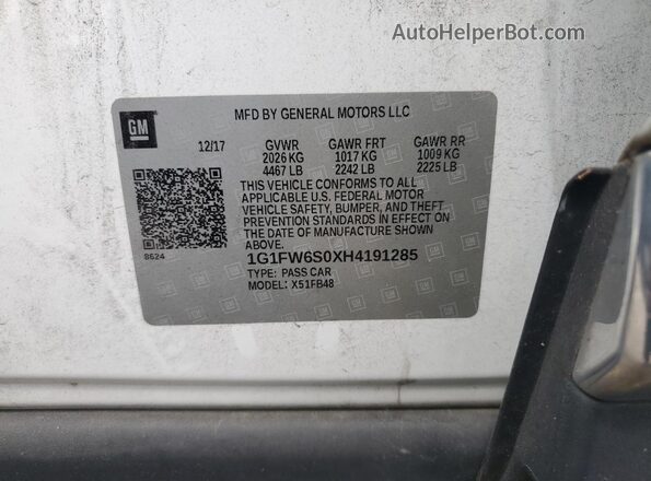1G1FW6S0XH4191285 2017 CHEVROLET BOLT White 