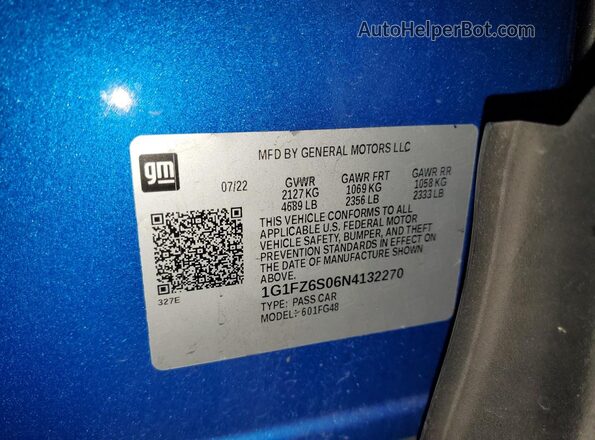 1G1FZ6S06N4132270 2022 CHEVROLET BOLT Blue 