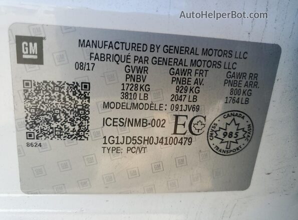 1G1JD5SH0J4100479 2018 CHEVROLET SONIC White 