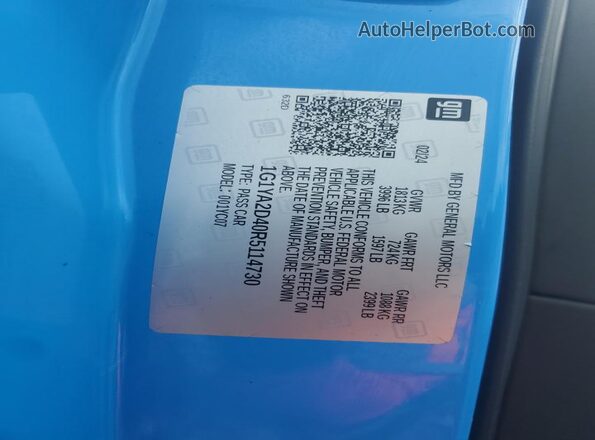 1G1YA2D40R5114730 2024 CHEVROLET CORVETTE Blue 