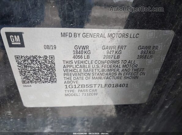 1G1ZB5ST7LF018401 2020 CHEVROLET MALIBU Black ძრავის განყოფილების ხედი
