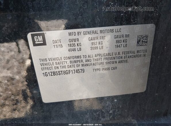 1G1ZB5ST8GF174579 2016 CHEVROLET MALIBU Black Вид підкапотного простору