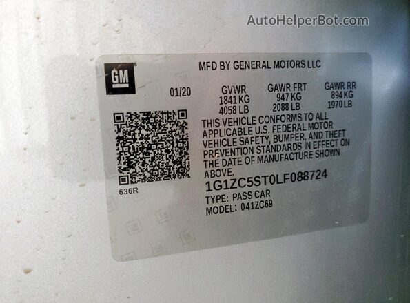1G1ZC5ST0LF088724 2020 CHEVROLET MALIBU Silver ძრავის განყოფილების ხედი