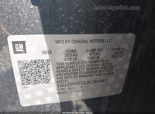 1G1ZD5ST2JF251447 2018 CHEVROLET MALIBU Gray 