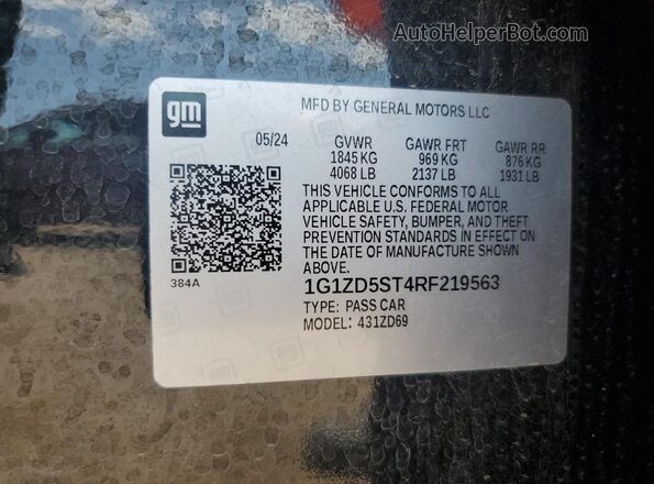 1G1ZD5ST4RF219563 2024 CHEVROLET MALIBU Black Engine compartment view