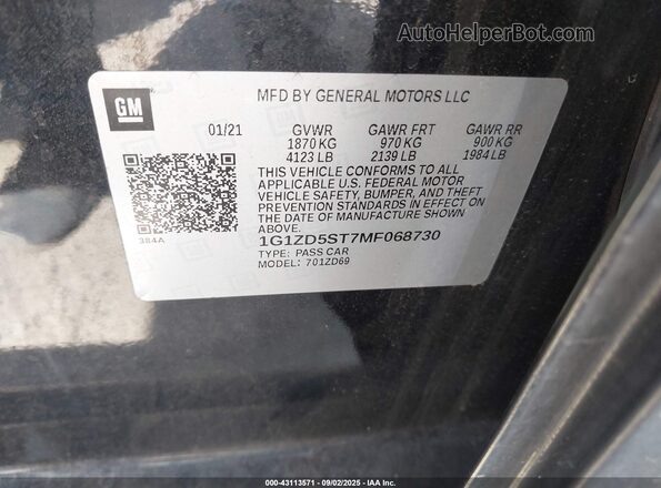1G1ZD5ST7MF068730 2021 CHEVROLET MALIBU Black Engine compartment view