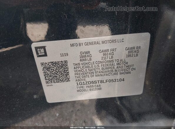1G1ZD5ST8LF053104 2020 CHEVROLET MALIBU Black Вид підкапотного простору