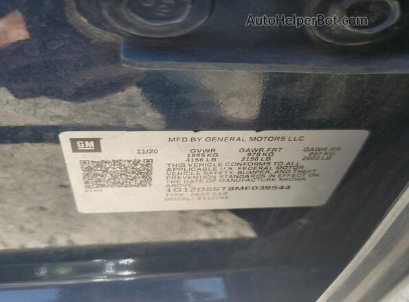 1G1ZD5ST8MF039544 2021 CHEVROLET MALIBU Blue 