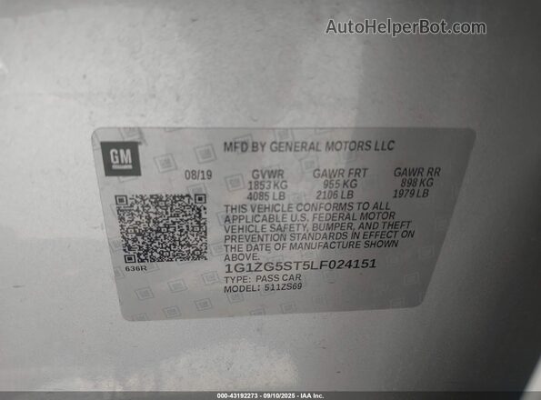 1G1ZG5ST5LF024151 2020 CHEVROLET MALIBU Silver ძრავის განყოფილების ხედი
