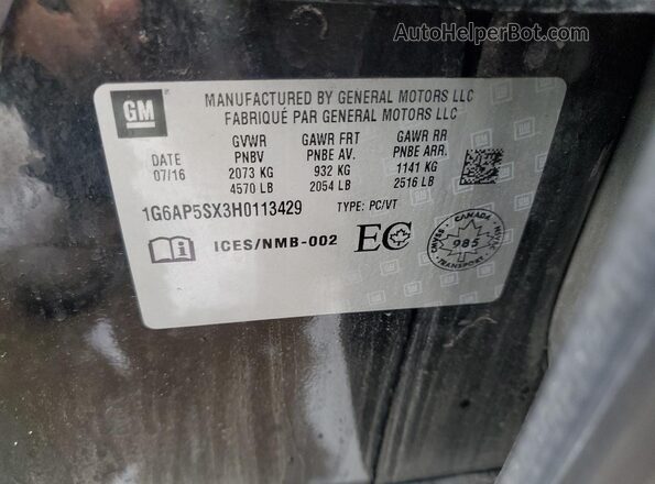 1G6AP5SX3H0113429 2017 CADILLAC CTS Black 