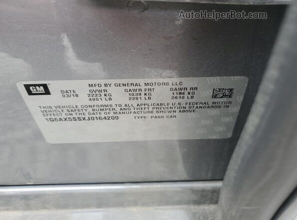 1G6AX5SSXJ0164209 2018 CADILLAC CTS Charcoal ძრავის განყოფილების ხედი