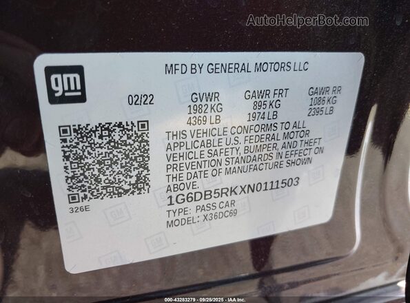 1G6DB5RKXN0111503 2022 CADILLAC CT4 Бордовый Вид подкапотного пространства