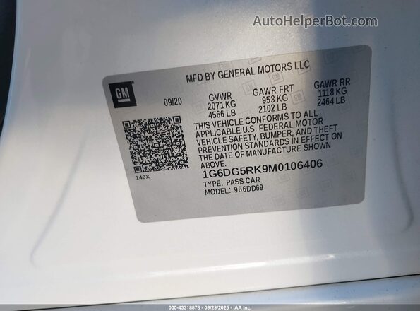 1G6DG5RK9M0106406 2021 CADILLAC CT4 Белый Вид подкапотного пространства