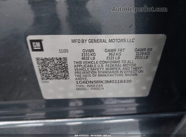 1G6DN5RK3M0118430 2021 CADILLAC CT5 Blue Vista del compartimento del motor