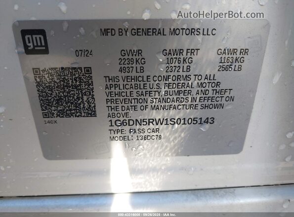 1G6DN5RW1S0105143 2025 CADILLAC CT5 White Widok komory silnika
