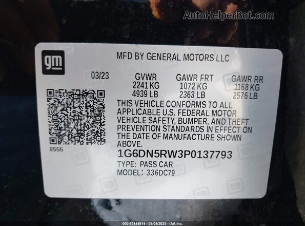 1G6DN5RW3P0137793 2023 CADILLAC CT5 Black Engine compartment view