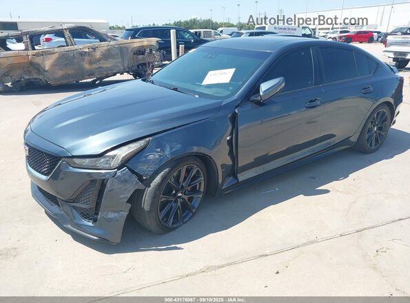 1G6DP5RK5L0142348 2020 CADILLAC CT5 Dark Blue Առջևի ձախ երեք քառորդ տեսարան