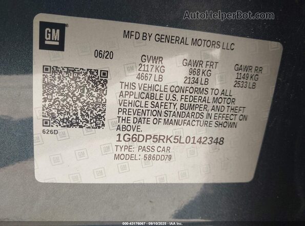 1G6DP5RK5L0142348 2020 CADILLAC CT5 Dark Blue Շարժիչի բաժամունքի տեսք