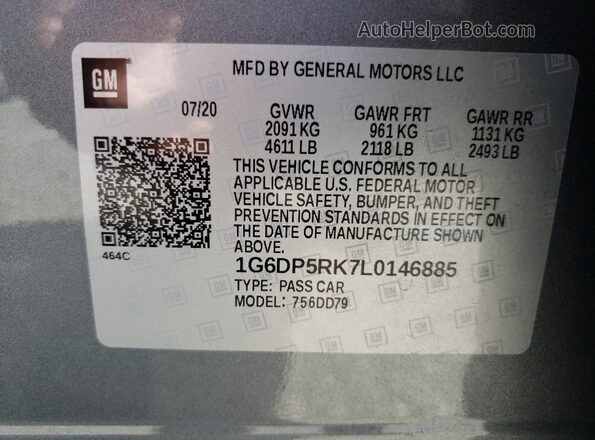 1G6DP5RK7L0146885 2020 CADILLAC CT5 Gray Vista del compartimento del motor