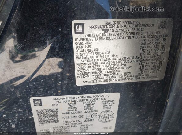 1GC1YME74LF219412 2020 CHEVROLET SILVERADO Black Vista del compartimento del motor
