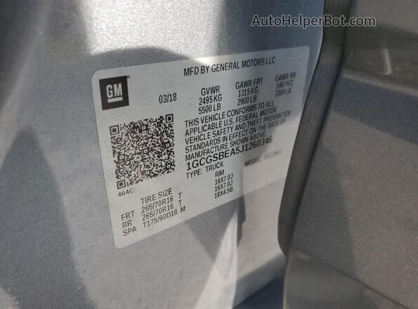 1GCGSBEA5J1260346 2018 CHEVROLET COLORADO Gray 