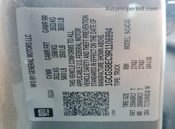 1GCGSBEC9R1106994 2024 CHEVROLET COLORADO Gray 