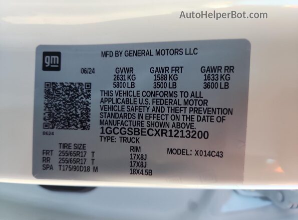 1GCGSBECXR1213200 2024 CHEVROLET COLORADO White 
