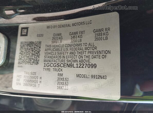 1GCGSCEN9L1227099 2020 CHEVROLET COLORADO Черный Вид подкапотного пространства
