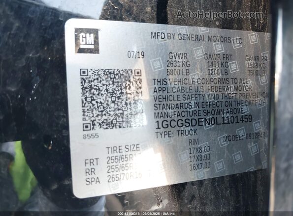 1GCGSDEN0L1101459 2020 CHEVROLET COLORADO Black Շարժիչի բաժամունքի տեսք